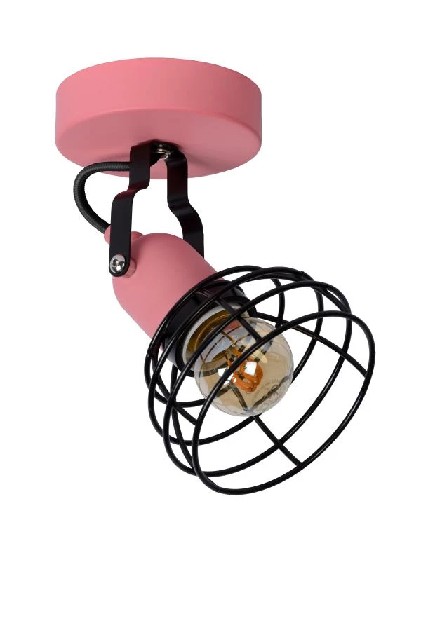 Lucide POLA - Foco de techo Infantil - Ø 10,5 cm - 1xE27 - Rosa - apagado